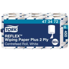 TORK REFLEX&trade; M4 ESSUYAGE PLUS 2PLIS 450F (X6) BLANC
